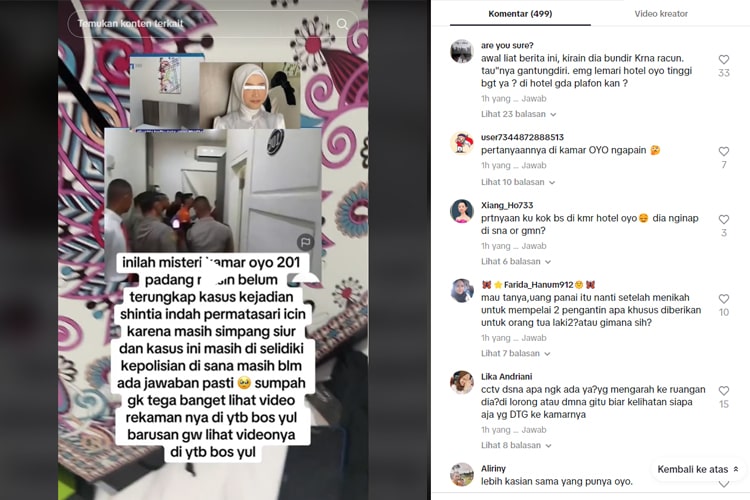 Tempat shintia meregang nyawa disorot, warganet: di kamar oyo ngapain? Oyo