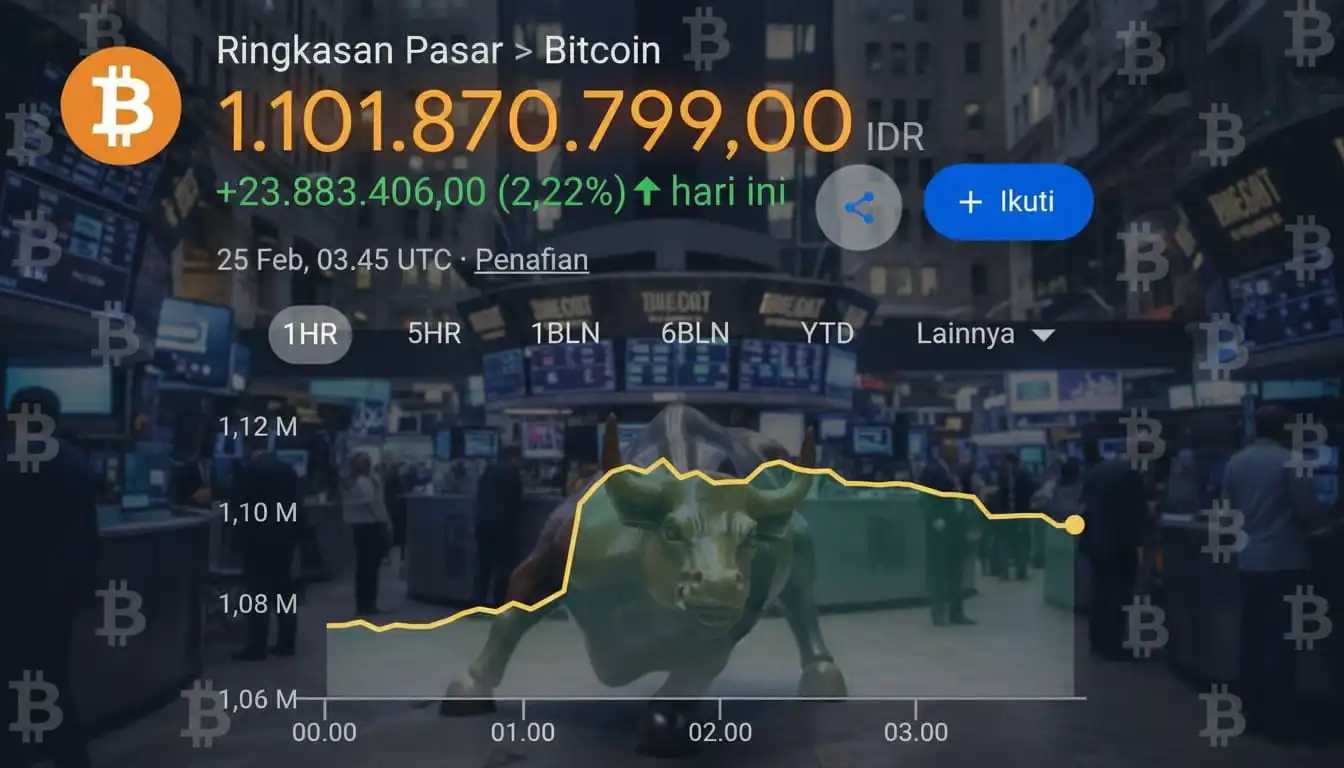Harga bitcoin hari ini 25 februari 2026 tembus rp 1,1 miliar, siap lanjut naik?
